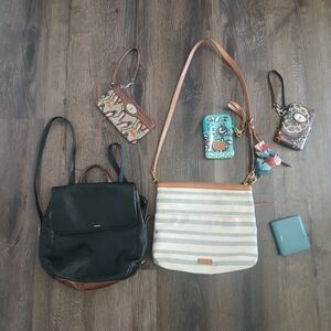 Fossil Wallet Purse Backpack Bundle